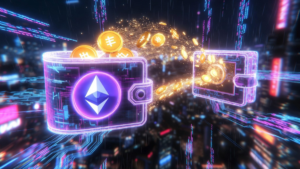 Una wallet de Ethereum enviando tokens a otra wallet.