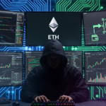 Una persona operando con sistemas digitales para hackear un puente de la red Ethereum.