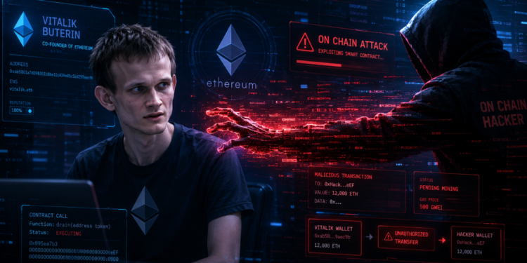 Vitalik Buterin sufriendo un ataque on chain en Ethereum.