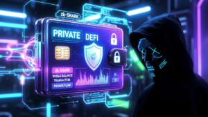 Una wallet de criptomonedas enviando una transacción privada en DeFi.