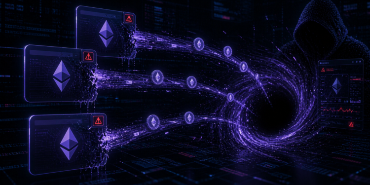 Wallets de Ethereum siendo drenadas por un atacante.