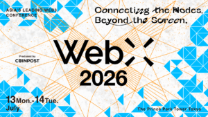 Banner de la conferencia WebX 2026, 13-14 de julio en Tokio, principal evento Web3 en Asia.