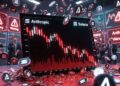 Gráfico de precios de Anthropic en rojo, cayendo.