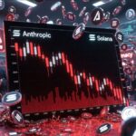Grรกfico de precios de Anthropic en rojo, cayendo.