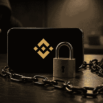 Imagen de un teléfono con el logo de Binance.
