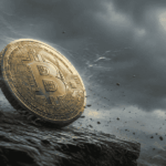 Moneda de BTC lidiando con un clima difรญcil.
