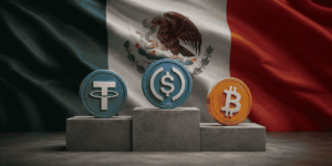 Bandera de México. Bitcoin y stablecoins en el podio.
