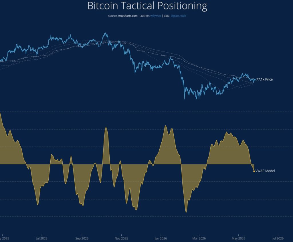 Gráfico del 'Bitcoin tactical positioning' empleado por Willy Woo para su análisis.