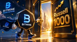 El logo de Bitmine abre una puerta que dice Russell 1000.