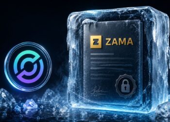 El logo de Circle junto a un contrato congelado de Zama.