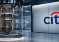EL logo de citi al lado de una computadora cuántica.