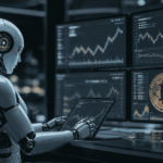 Inteligencia artificial (un robot) gestionando compras de BTC y haciendo anรกlisis de datos.