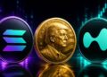Monedas físicas de solana, Trump y HYPE.
