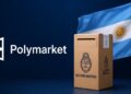 El logo de Polymarket junto a la bandera de Argentina y una urna.