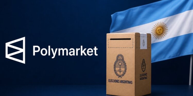 El logo de Polymarket junto a la bandera de Argentina y una urna.