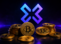 Logo de exodus en un fondo negro con las criptomonedas