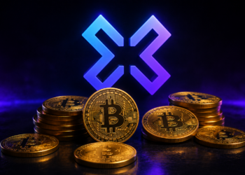 Logo de exodus en un fondo negro con las criptomonedas