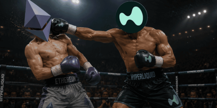 Hyperliquid le está ganando a Ethereum la "pelea" de ingresos mensuales. Fuente: imagen generada por CriptoNoticias mediante la inteligencia artificial de ChatGPT.