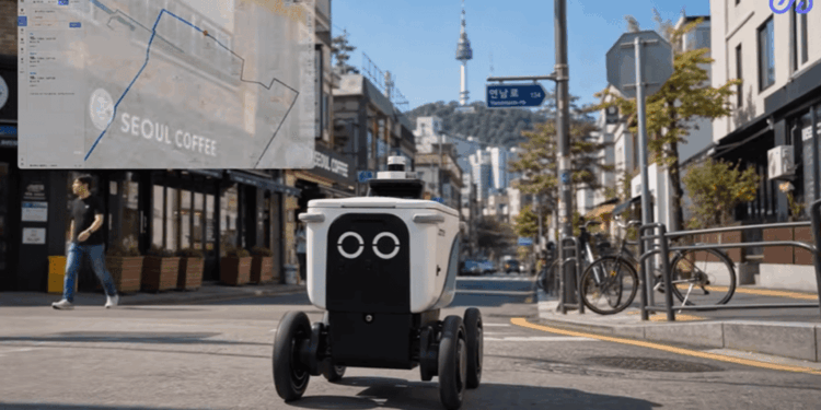 Un robot navegando de manera autónoma por la ciudad de Seúl.