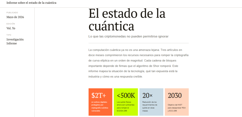 Cover of a report on quantum computing and Bitcoin and cryptocurrencies.