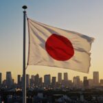Fotografía de una bandera de Japón.