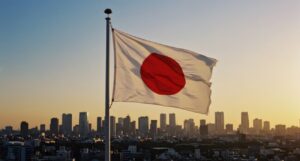 Fotografía de una bandera de Japón.