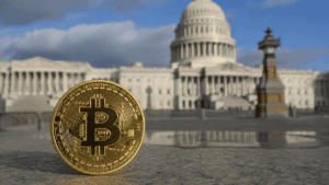 Moneda de bitcoin y Congreso de EE. UU.