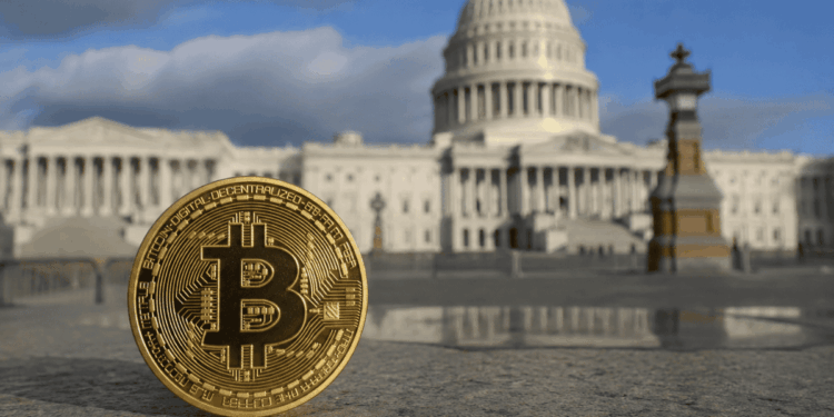 Moneda de bitcoin y Congreso de EE. UU.