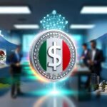 Una moneda del peso domina en el centro de la imagen aparece un mapa de El Salvador y un monumento mexicano