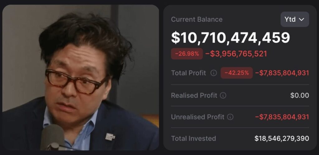 Captura de pantalla del portafolio de Tom Lee.