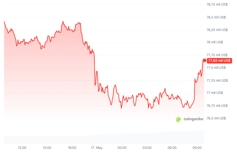 Gráfico del precio de bitcoin en las últimas 24 horas.