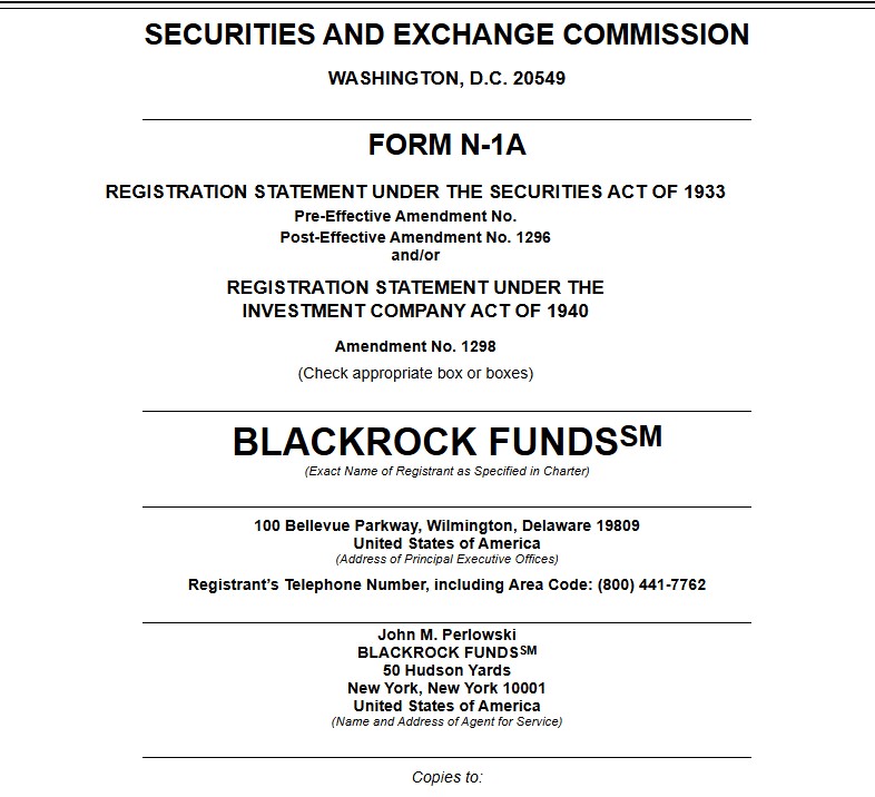 Documento de la presentación del fondo BlackRock Daily Reinvestment Stablecoin Reserve Vehicle (BRSRV) ante la SEC.
