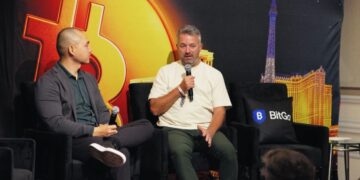 Simon Griffin, líder de distribución de criptomonedas en SoFi, durante el BitGo’s High Roller Summit en Las Vegas.