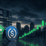 Stablecoins con velas en verde.