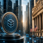 Una moneda física que representa la llegada de la tokenización a Wall Street.