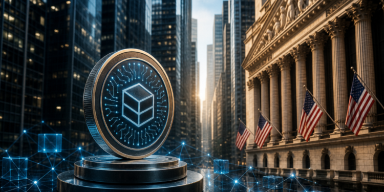 Una moneda física que representa la llegada de la tokenización a Wall Street.