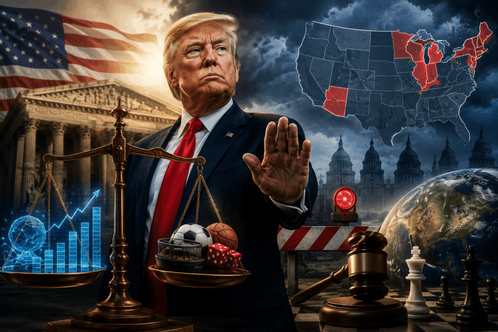 Imagen de Donald Trump sobre un mapa de Estados Unidos