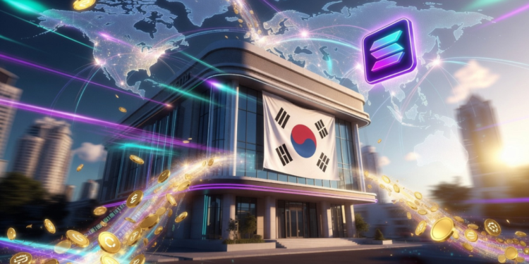 Un banco de Corea del Sur emitiendo transferencias a través de la red de criptomonedas Solana.