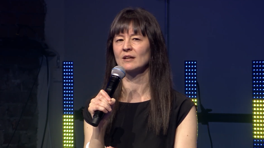Elizabeth Spark, CEO of the company Lightning Labs, at a conference at the Oslo Freedom Forum event.