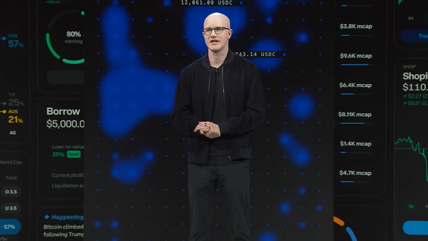 Brian Armstrong, CEO del exchange de criptomonedas Coinbase, en una conferencia.
