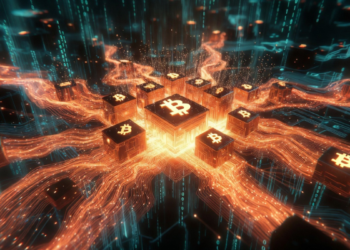 La red Bitcoin procesando bloques y transacciones.