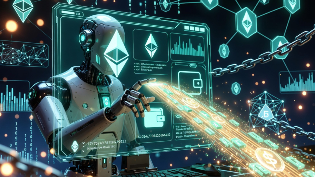 Un robot enviando una transferencia en la red Ethereum.