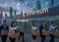 Personas siendo despedidas de la empresa Ethereum.