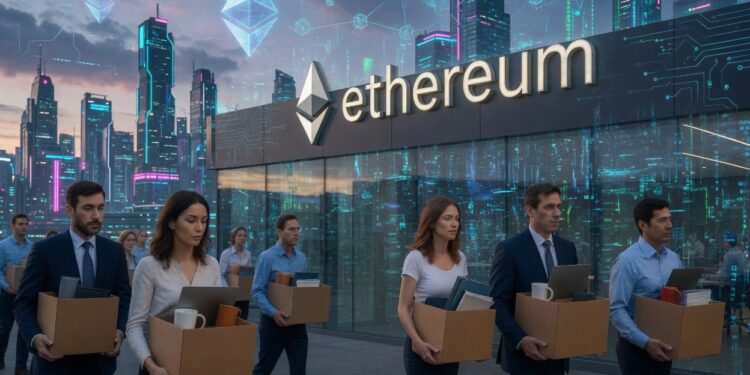 Personas siendo despedidas de la empresa Ethereum.