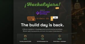 Afiche Hackalajara 2.0: hackathon Bitcoin Lightning en Guadalajara.