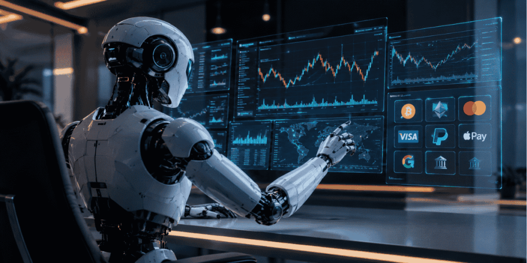 robot haciendo pagos y trading.