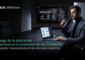 iUX promocional sobre el auge de la educación financiera en la economía de los creadores/influencers. En el fondo, un podcast financiero