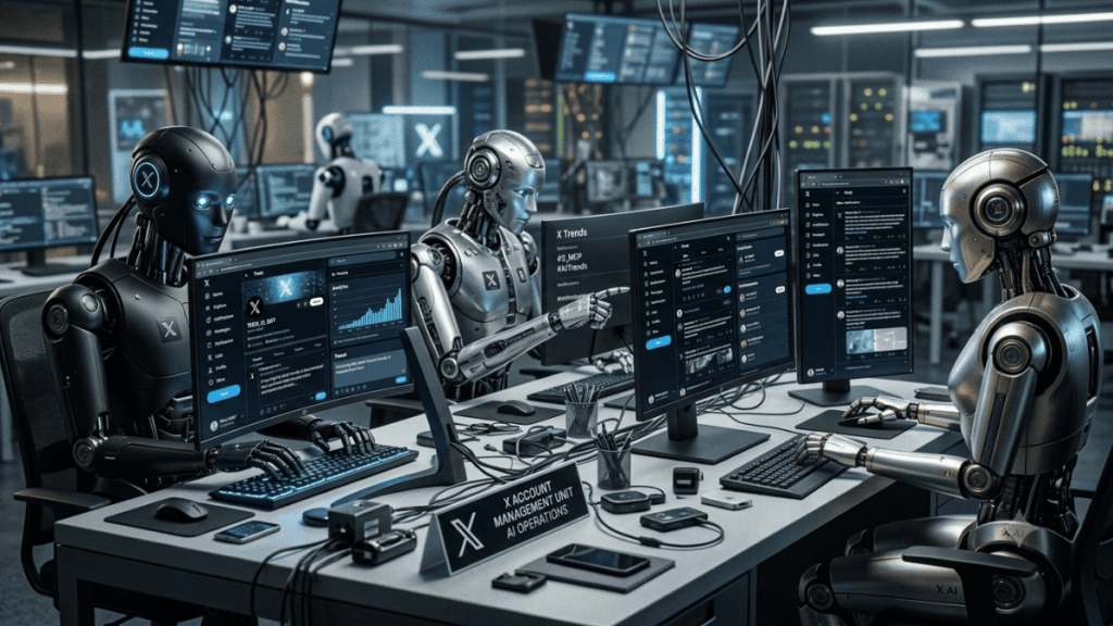 Robots de IA en un centro de computación.