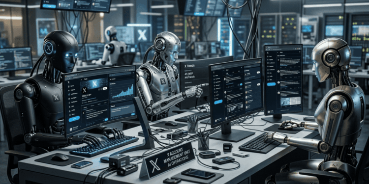 Robots de IA en un centro de computación.