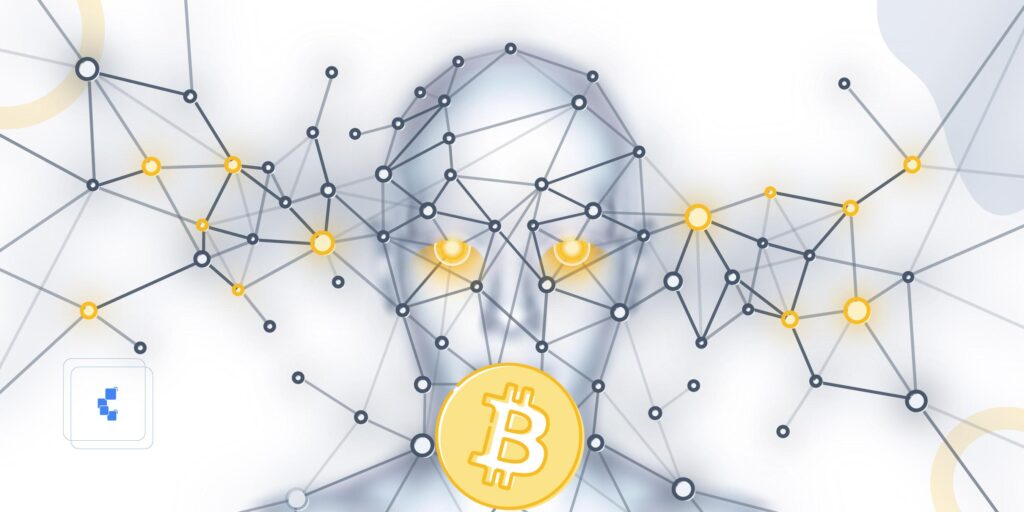 Imagen de la IA Mythos con el logo de Bitcoin en el medio.
